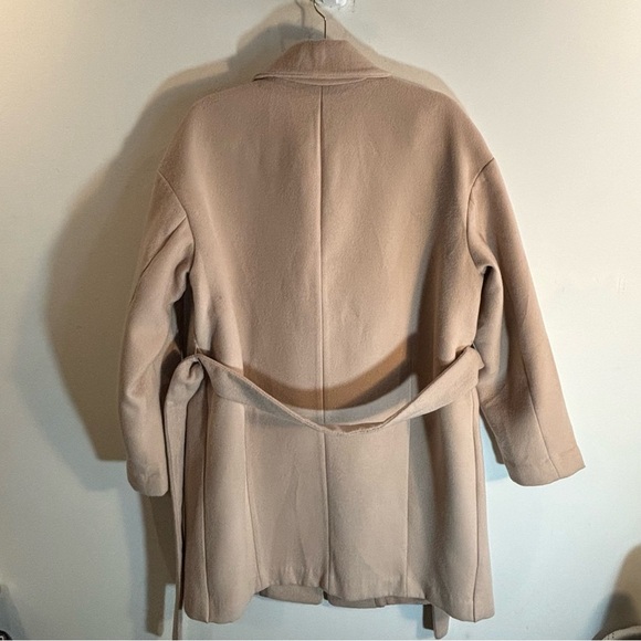 ELIZABETH and JAMES Sz L Coat Partly Lined Oversized Belted Peek Lapel Pockets - Picture 9 of 12